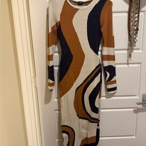 Stylish Multicolor Long Sleeve Dress